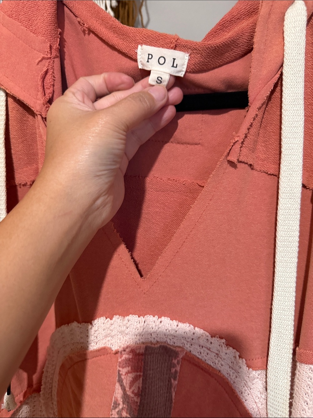 POL Coral & Blush Patchwork Peace Hoodie - Picture 2 of 5